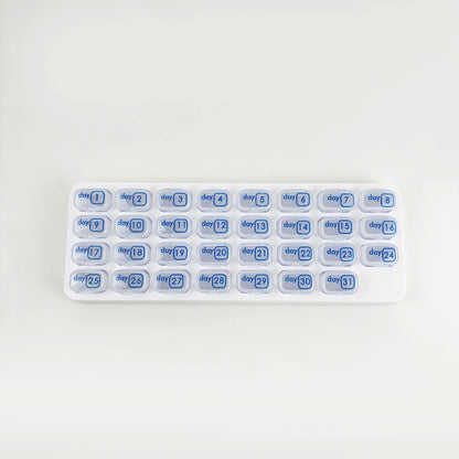 🔥✨Monthly Pill Organizer with Lid - Arthritis-Friendly Easy-Open Lids 31 Removable Daily Pill Pods Date Reminder & Travel Case for Vitamins & Medications