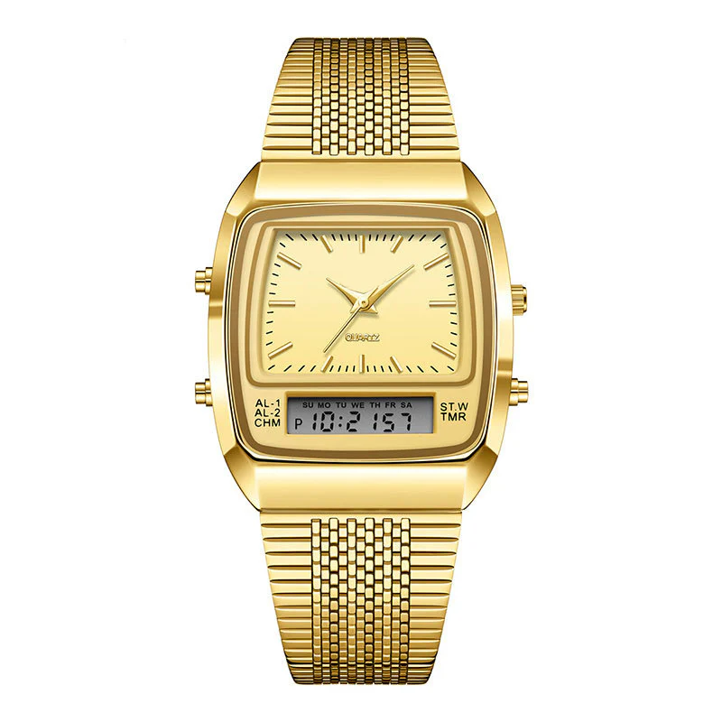 Retro Square Analog Digital Multifunction Watch for Men