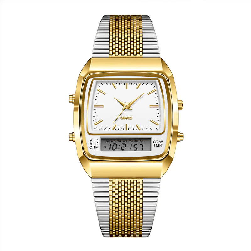 Retro Square Analog Digital Multifunction Watch for Men