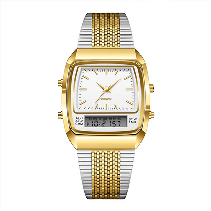 Retro Square Analog Digital Multifunction Watch for Men
