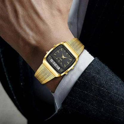 Retro Square Analog Digital Multifunction Watch for Men