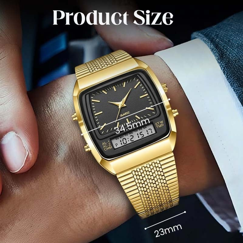 Retro Square Analog Digital Multifunction Watch for Men