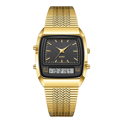 Retro Square Analog Digital Multifunction Watch for Men