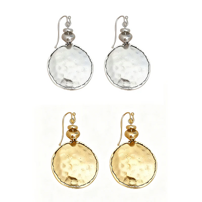Vintage Hammered Metal Drop Earrings for Women