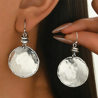 Vintage Hammered Metal Drop Earrings for Women