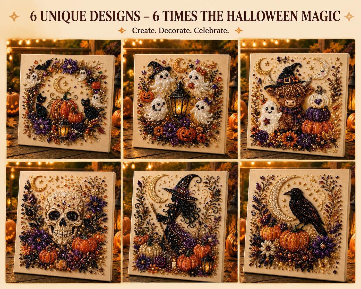 💥 Last Day 49% OFF – 👻✨ Halloween Pearl Art DIY Kit – Turn Tiny Pearls into Spooky-Cute Magic