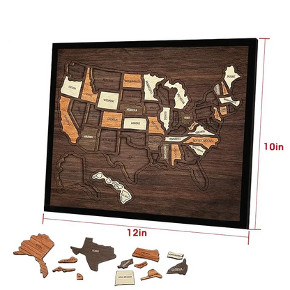 Wooden USA Travel Map Puzzle🧩A Stylish Way to Track Your Journey & Memories