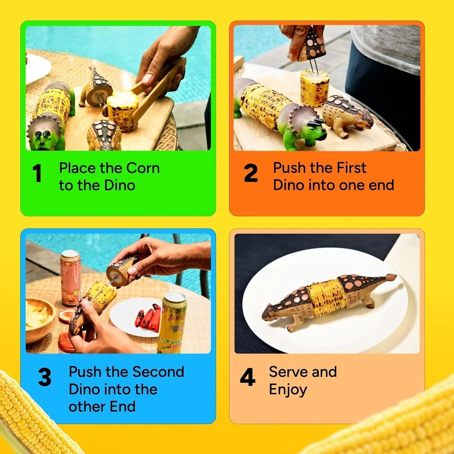 🦖 Dinosaur Corn Holders 🌽 Make Corn Time More Fun for Kids & Families