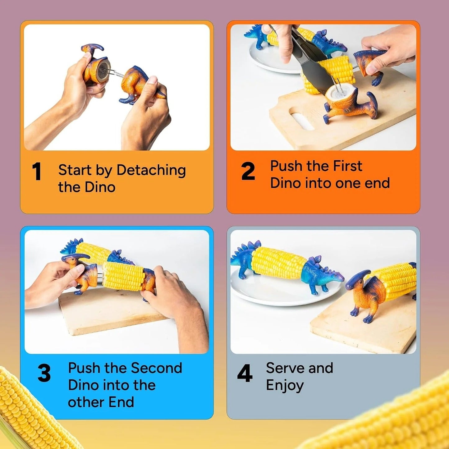 🦖 Dinosaur Corn Holders 🌽 Make Corn Time More Fun for Kids & Families
