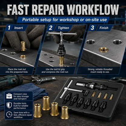🔩 Carbon Steel Rivet Nut Set (M3-M8 Sizes) – Strong Threaded Inserts for DIY & Repairs