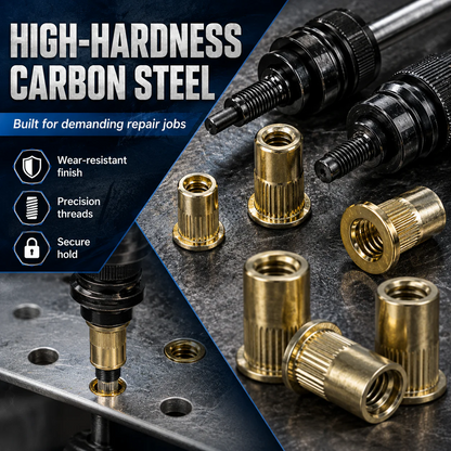 🔩 Carbon Steel Rivet Nut Set (M3-M8 Sizes) – Strong Threaded Inserts for DIY & Repairs