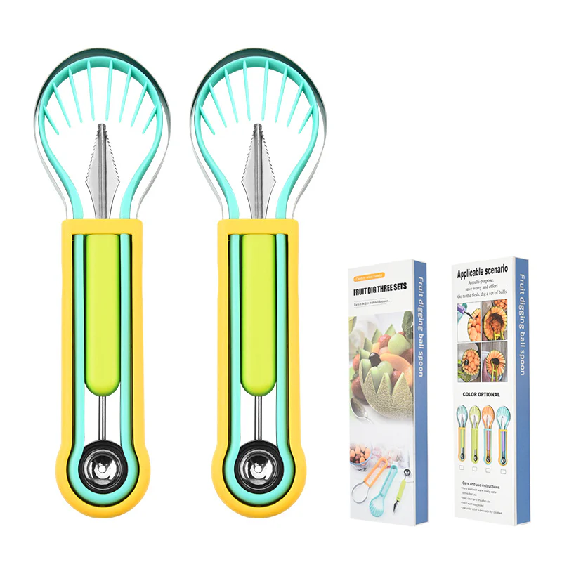 ✨ Elevate Your Fruit Creations with This 3-in-1 Melon Baller & Carving Tool Set