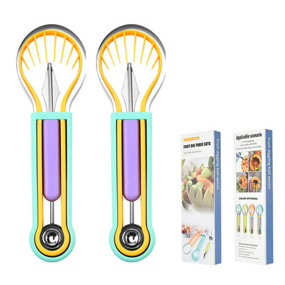 ✨ Elevate Your Fruit Creations with This 3-in-1 Melon Baller & Carving Tool Set