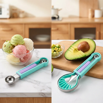 ✨ Elevate Your Fruit Creations with This 3-in-1 Melon Baller & Carving Tool Set
