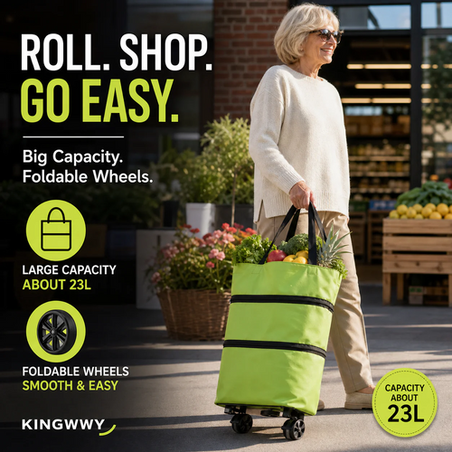 🛒 2-in-1 Foldable Shopping Trolley Bag
