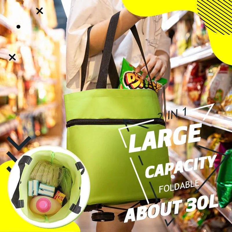 🛒 2-in-1 Foldable Shopping Trolley Bag