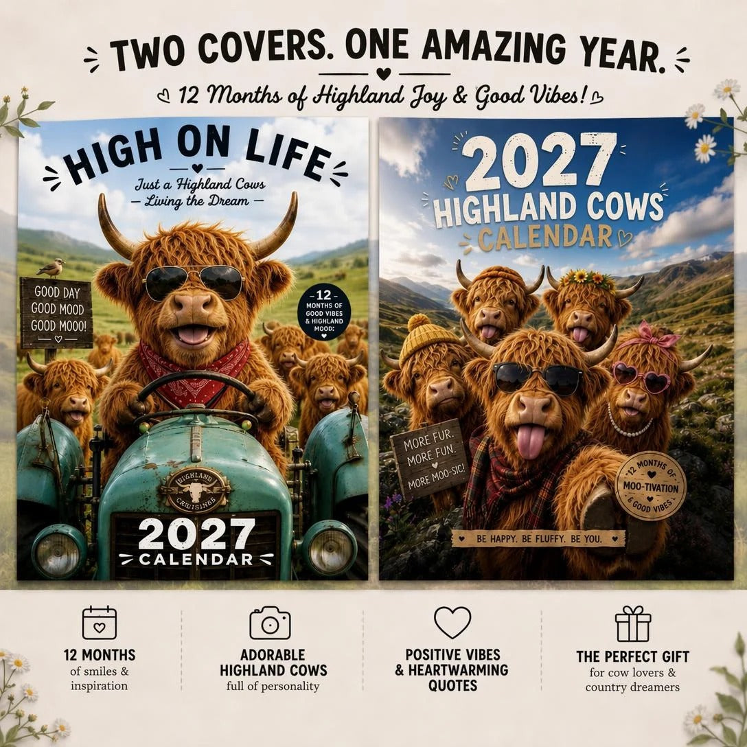 🐮 2027 Funny Highland Cow Wall Calendar