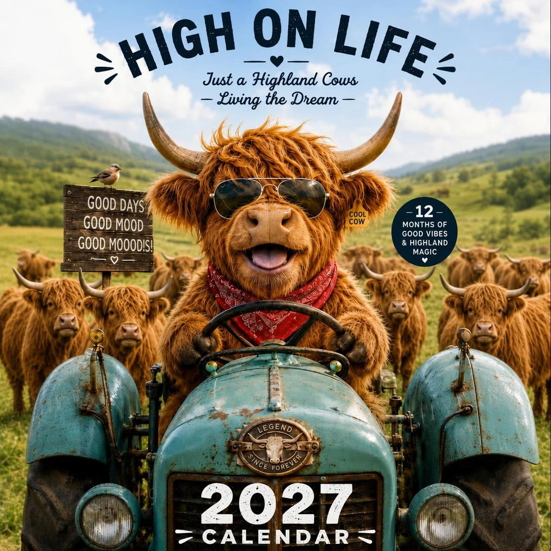 🐮 2027 Funny Highland Cow Wall Calendar