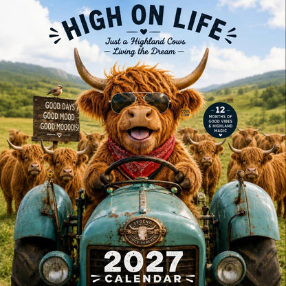 🐮 2027 Funny Highland Cow Wall Calendar