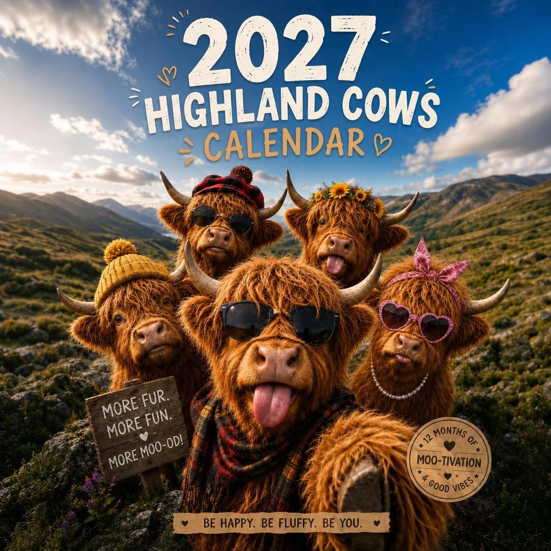 🐮 2027 Funny Highland Cow Wall Calendar